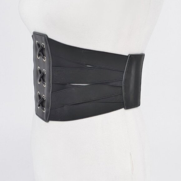 Faux Leather Corset Wide Elastic Belt - Picture 2 of 4